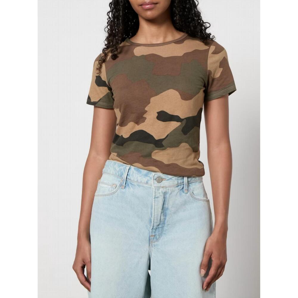 NEW GOOD AMERICAN slim fitted tee in camo001